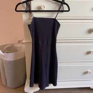 & Other Stories Navy Ribbed Mini Dress